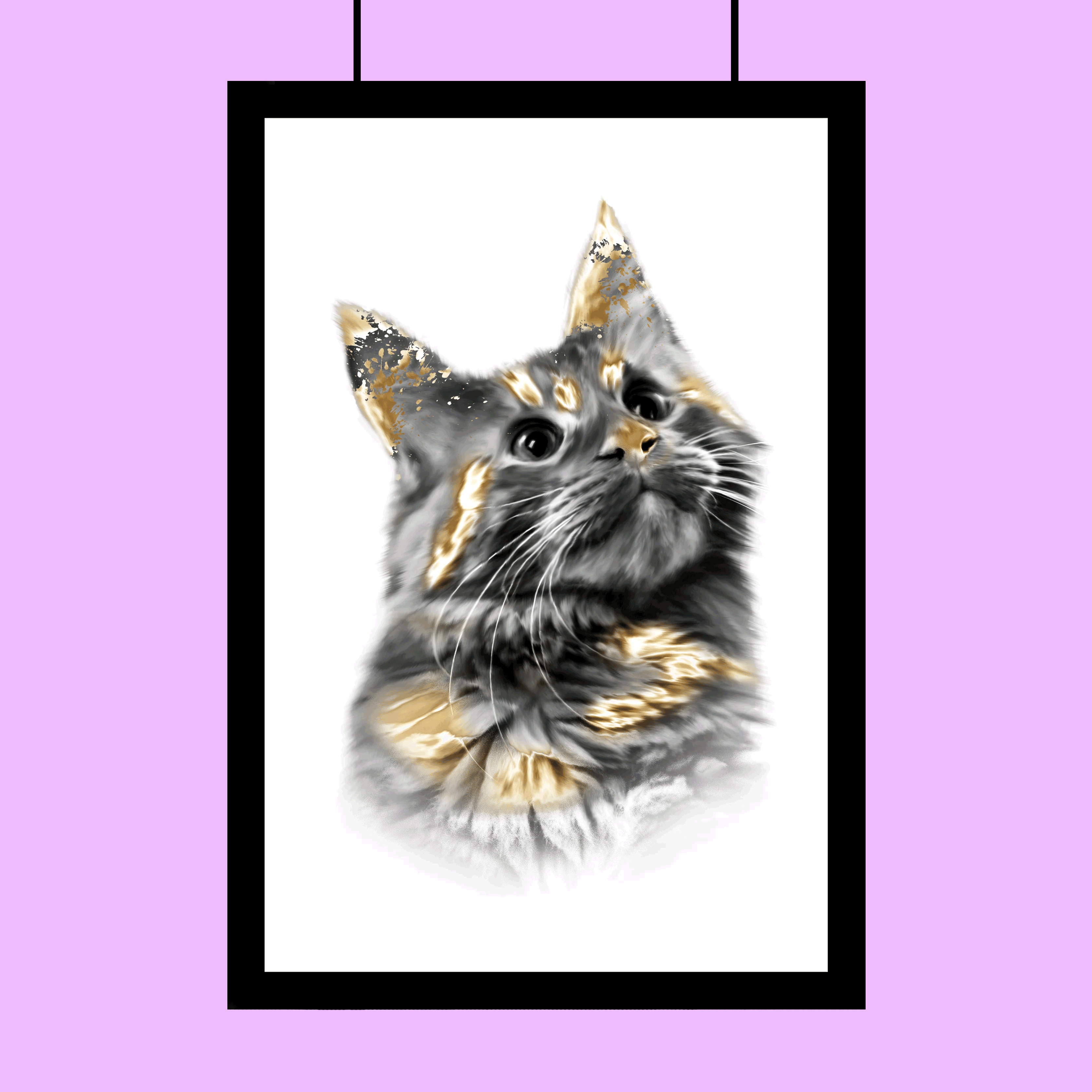 Gold Plated Pet Art - Custom Pet Portrait